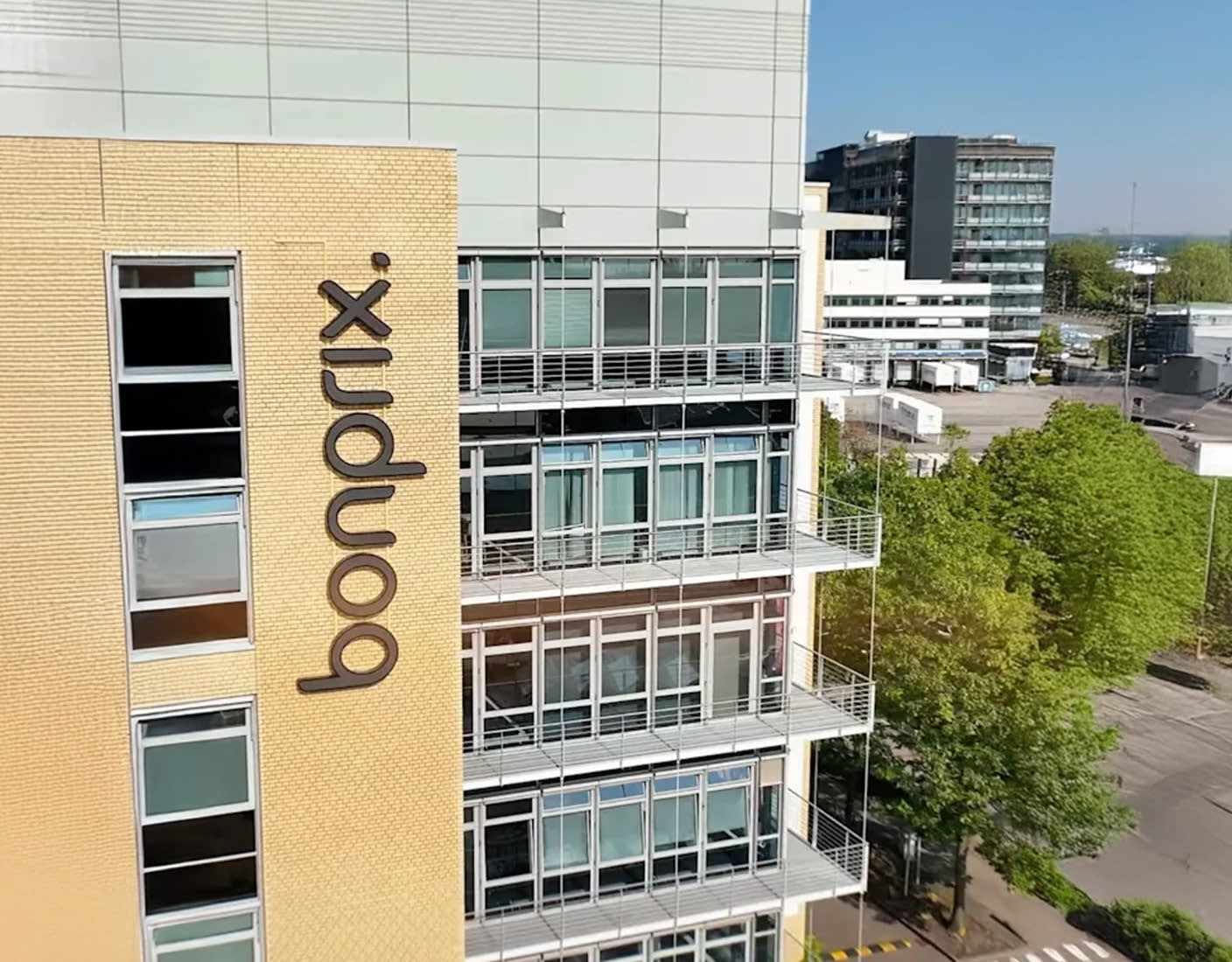 Exterior view of a building with the bonprix logo.